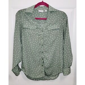 New York Company Green Longsleeve Polka Dots XS
